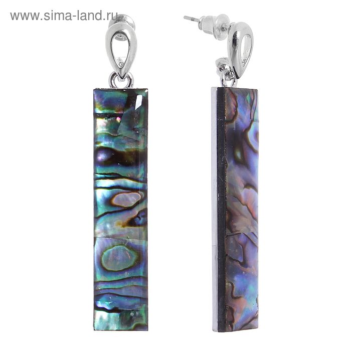 Серьги «Галиотис» прямоугольник, цвет зеленый - Фото 1