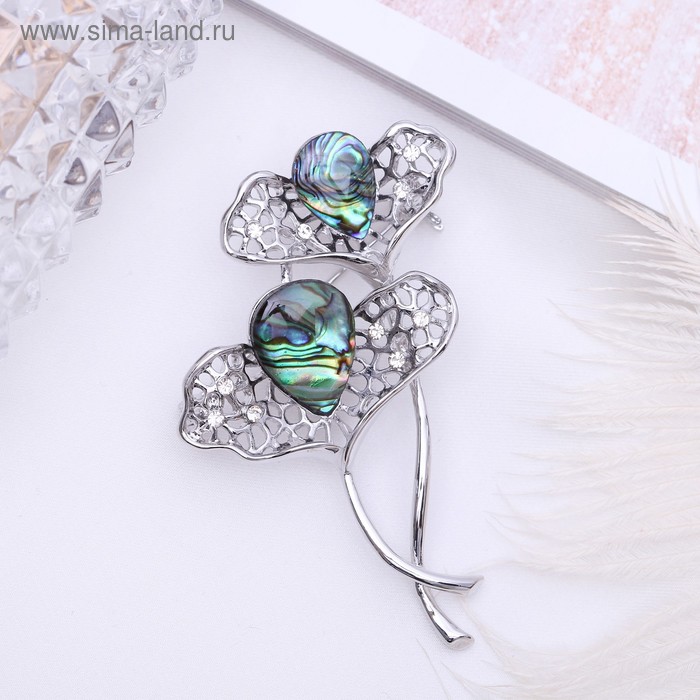 Брошь «Галиотис» цветок в серебре - Фото 1