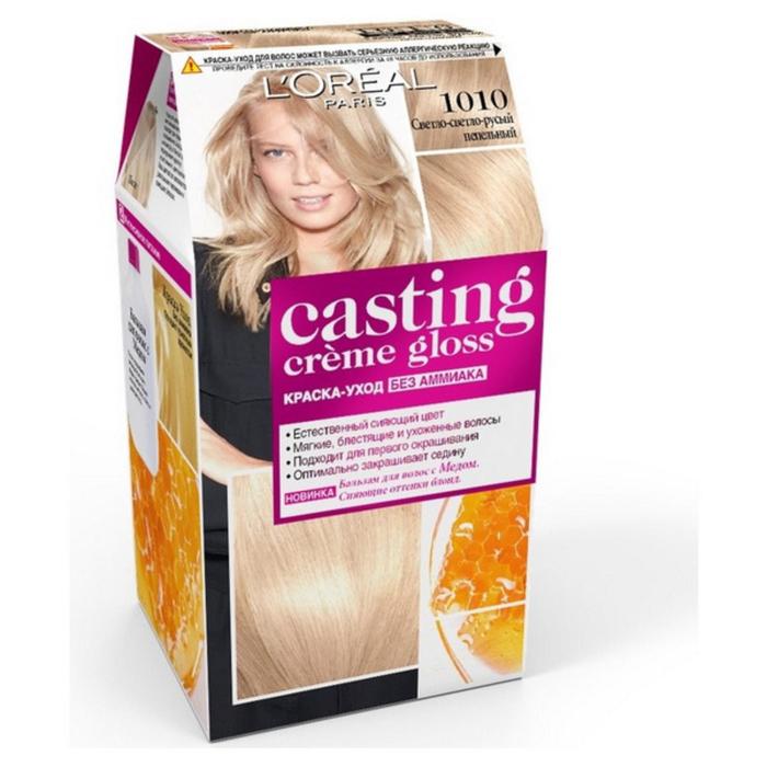 Краска-уход для волос L'oreal Casting Creme Gloss, без аммиака, оттенок 1010 светло-светло русый перельный - Фото 1