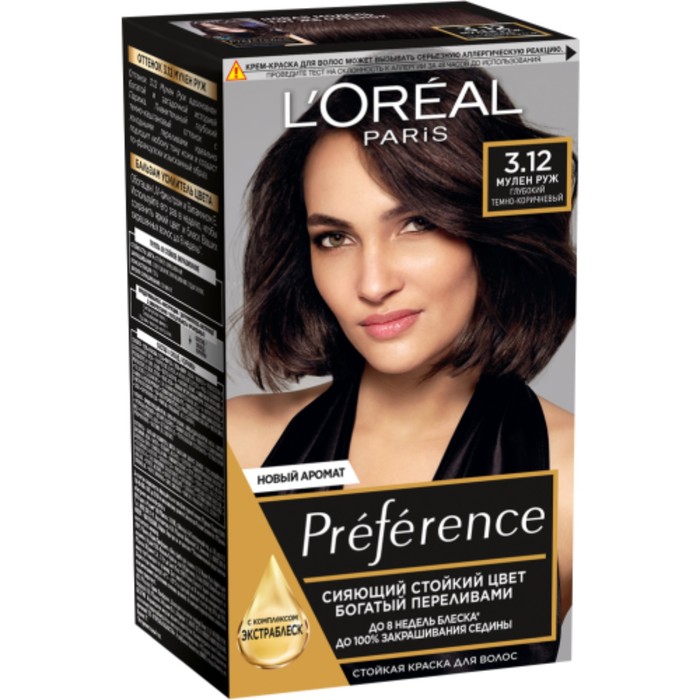 Краска для волос L'Oreal Preference Recital «Мулен Руж», тон 3.12 , глубокий тёмно-коричневый