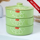 Набор для холодца Псковский гончар «Подарочный», керамика, 3 ёмкости, 0.75 л, зелёный - Фото 1