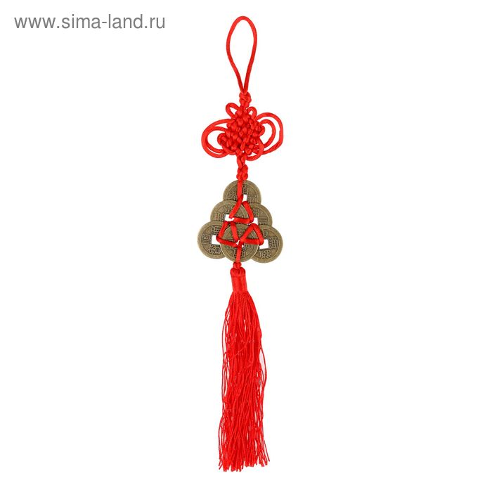 Подвеска 6 монет d=2,5 см бронзовый перевязаны с узлом счастья - Фото 1