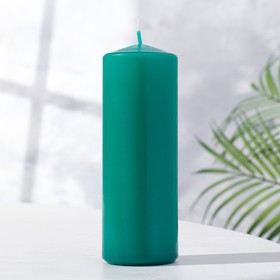 Свеча - цилиндр, 5х15 см, зеленая, 14 ч