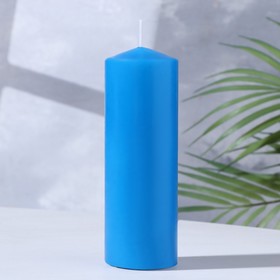 Свеча - цилиндр, 5х15 см, синяя лакированная, 14 ч