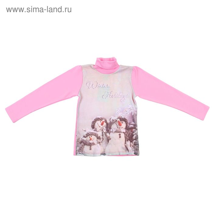 Джемпер для девочки "Снеговики", рост 128 см (34), цвет розовый - Фото 1