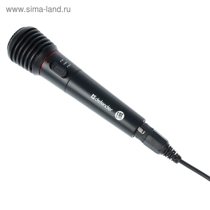 Микрофон караоке DEFENDER MIC-142 беспроводной, радио 87,5 - 92 МГц, черный - Фото 1