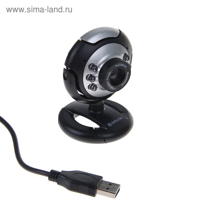 Веб-камера Defender C-110, 0.3 Мп, 640x480, микрофон, черно-серебристая - Фото 1