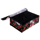 Органайзер для хранения белья с крышкой «Вишня», 12 отделений, 30×20×10 см, цвет чёрный - Фото 2