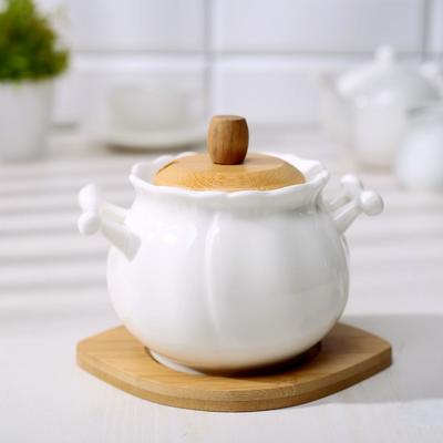 Сахарница «Эстет», 500 мл, на деревянной подставке