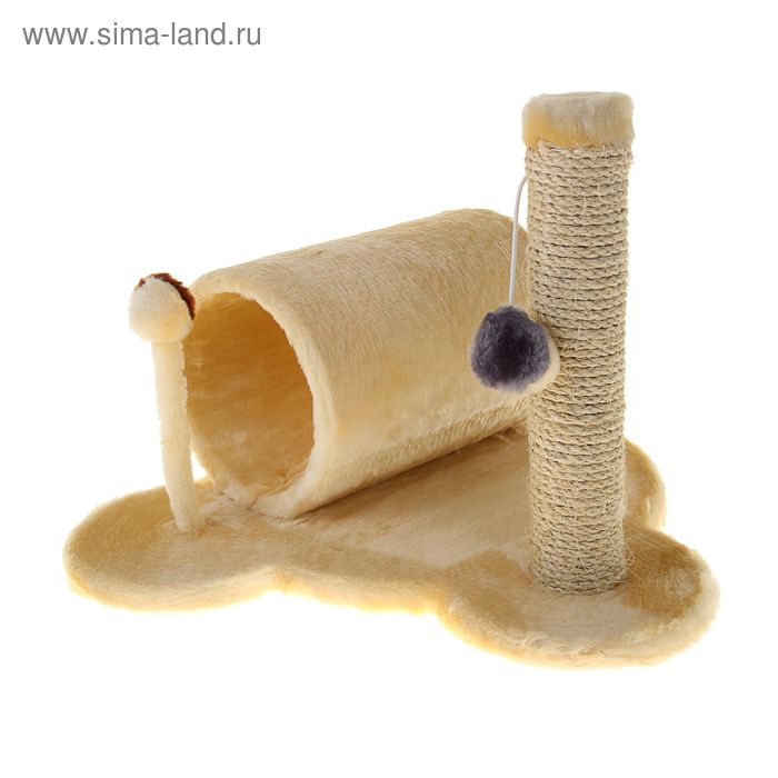 Игровой комплекс со столбиком-когтеточкой, трубой, игрушкой, 40 х 30 х 35 см, микс цветов - Фото 1