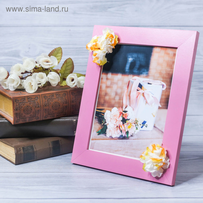 Фоторамка «Поздравляю» 15 × 20 см, с цветочным декором - Фото 1