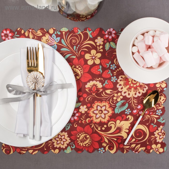 Набор салфеток "Доляна" Хохлома, 30x40 см - 2 шт, 100% полиэстер - Фото 1