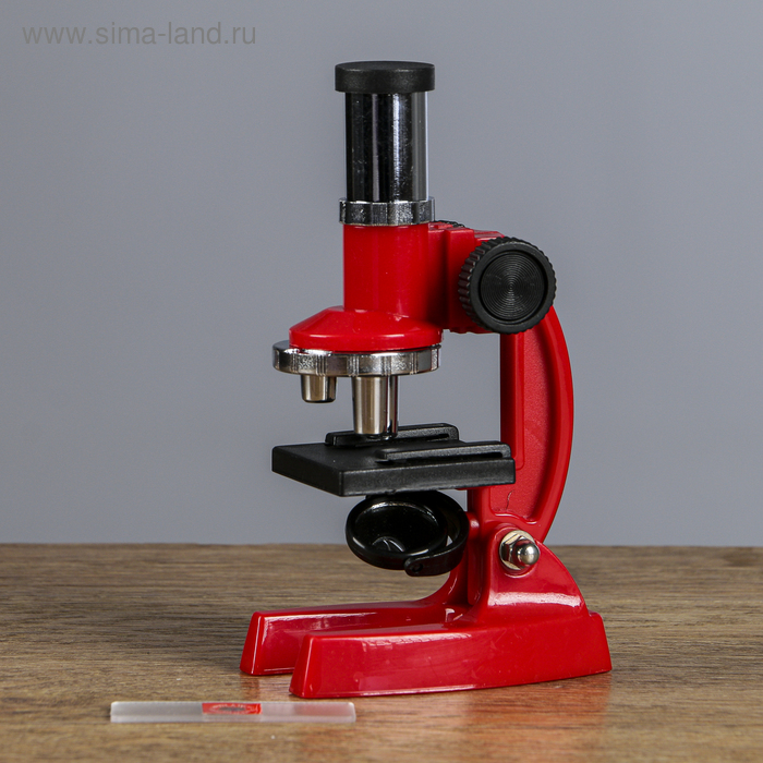 Микроскоп "Юный исследователь", кратность увеличения 300х, 200х, 100х,  красный  116426 - Фото 1