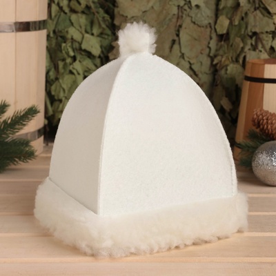 Шапка для бани и сауны «Снегурочка», фетр, белая, «Добропаровъ»