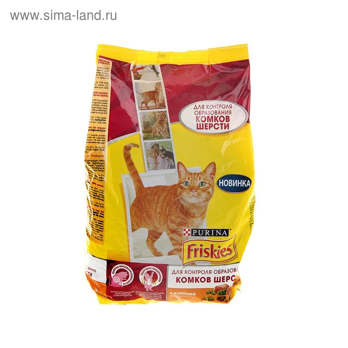 Сухой корм FRISKIES для кошек, против комочков шерсти, курица/овощи, 1.5 кг - Фото 1