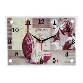 Часы-картина настенные, интерьерные "Сиреневые вазы", бесшумные, 25 х 35 см