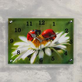 Часы-картина настенные, серия: Цветы, "Божья коровка на ромашке", 25 х 35 см