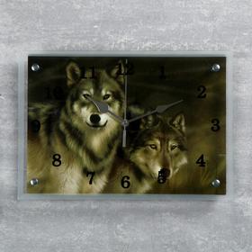Часы настенные, серия: Животный мир, "Волки" 25х35 см