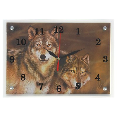 Часы настенные, интерьерные "Волки", бесшумные, 25 х 35 см