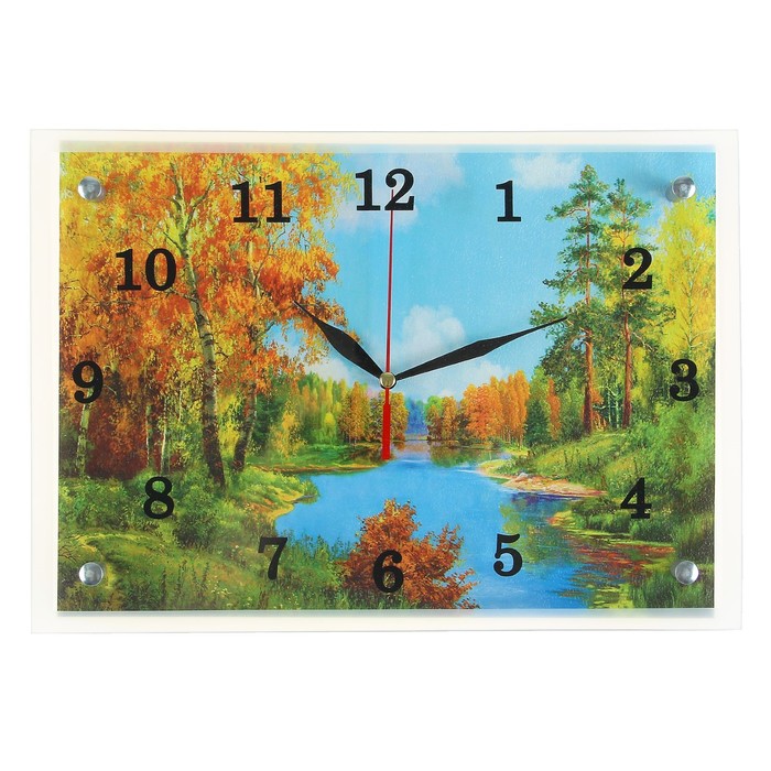 Часы-картина настенные, серия: Природа, "Лесная река" 25х35 см - Фото 1