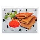 Часы-картина настенные, серия: Кухня, "Блины с красной икрой"25х35 см - фото 4215858