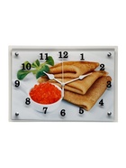 Часы-картина настенные, интерьерные "Блины с красной икрой", бесшумные, 25 х 35 см - Фото 1