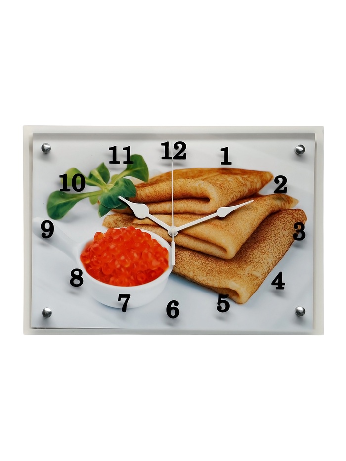 Часы-картина настенные, интерьерные "Блины с красной икрой", бесшумные, 25 х 35 см - Фото 1