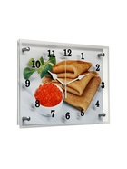 Часы-картина настенные, интерьерные "Блины с красной икрой", бесшумные, 25 х 35 см - Фото 2