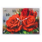 Часы-картина настенные, серия: Цветы, "Красные розы", 25х35 см - фото 297763577