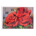 Часы-картина настенные, серия: Цветы, "Красные розы", 25х35 см - фото 8435060