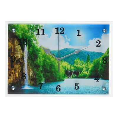 Часы-картина настенные, интерьерные "Горный водопад" бесшумные, 25 х 35 см