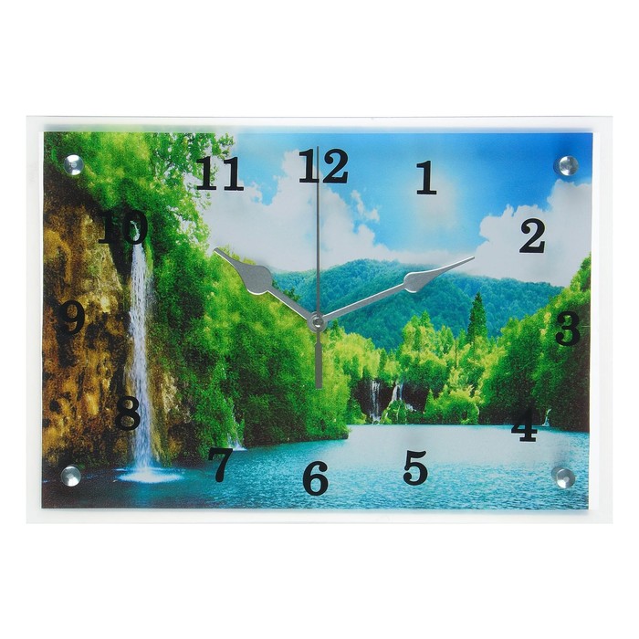 Часы настенные, серия: Природа, "Горный водопад" 25х35 см - фото 1905351435