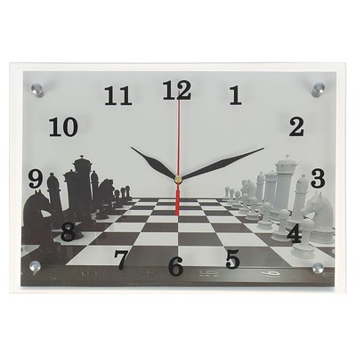 Часы-картина настенные, интерьерные "Шахматная партия" бесшумные, 25 х 35 см