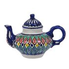 Чайник малый 0.4 л, риштанская роспись, синий, орнамент микс - Фото 2