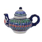 Чайник малый 0.4 л, риштанская роспись, синий, орнамент микс - Фото 3