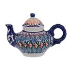 Чайник малый 0.4 л, риштанская роспись, синий, орнамент микс - Фото 4