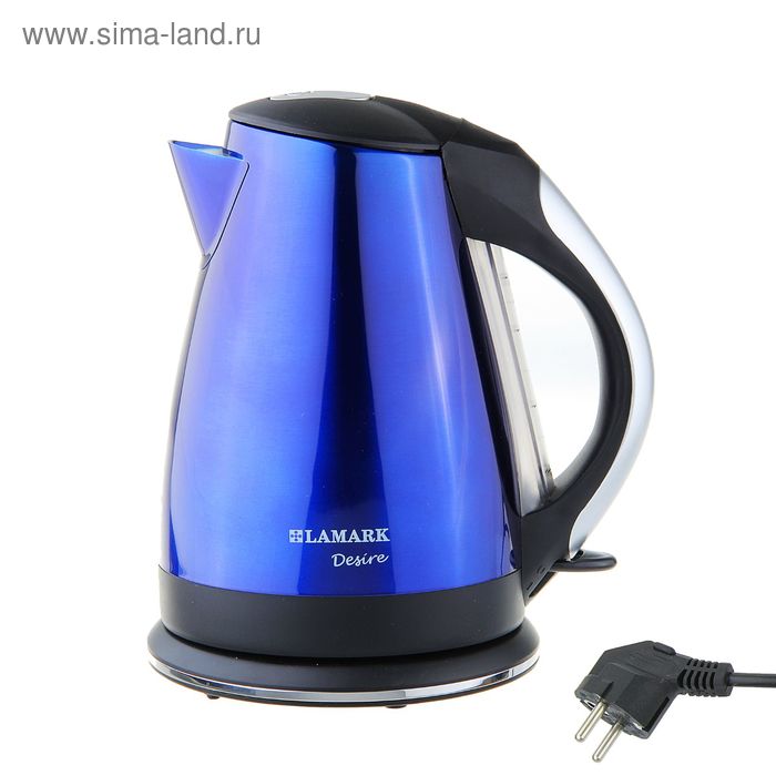 Чайник электрический Lamark LK-1006, 1.8 л, 2200 Вт, чёрно-синий - Фото 1