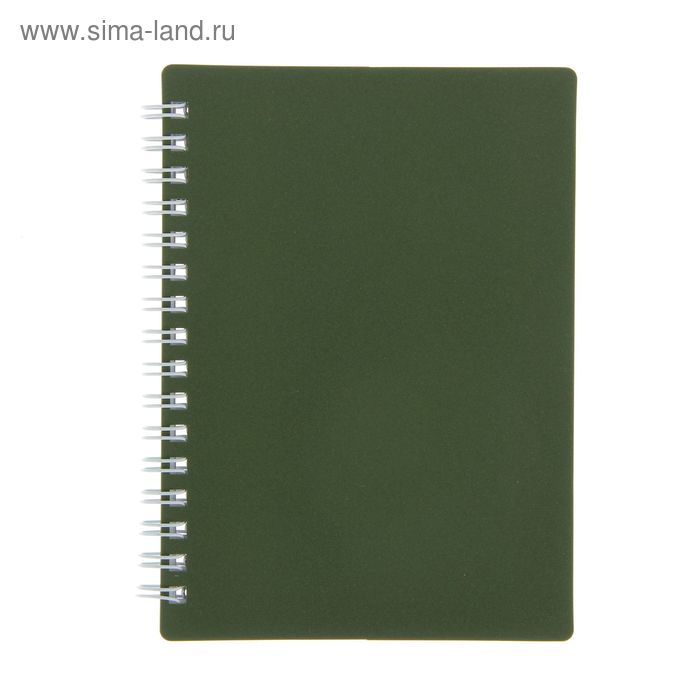 Записная книжка в пластиковой обложке А6, 80 листов на гребне METALLIC, темно-зеленая - Фото 1