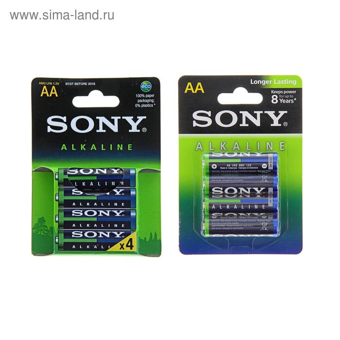 Батарейка алкалиновая Sony, AA, LR6-4BL, 1.5В, блистер, 4 шт. - Фото 1