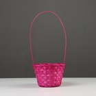 Корзина плетёная для хранения, 13×13×9.5 см, ручка h=18.5 см, бамбуковая, розовая - Фото 1