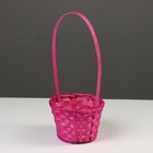 Корзина плетёная для хранения, 13×13×9.5 см, ручка h=18.5 см, бамбуковая, розовая - Фото 2