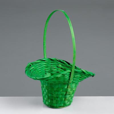 Корзина плетёная, бамбук, d=21/13xH14/29 см зеленый