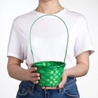 Корзина плетёная для хранения, 13×13×9.5 см, ручка h=18.5 см, бамбуковая, зелёная - Фото 1