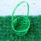 Корзина плетёная для хранения, 13×13×9.5 см, ручка h=18.5 см, бамбуковая, зелёная - Фото 2