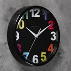 Часы настенные, серия: Детские, "Радужные цифры", d-23 см, черный обод - Фото 2