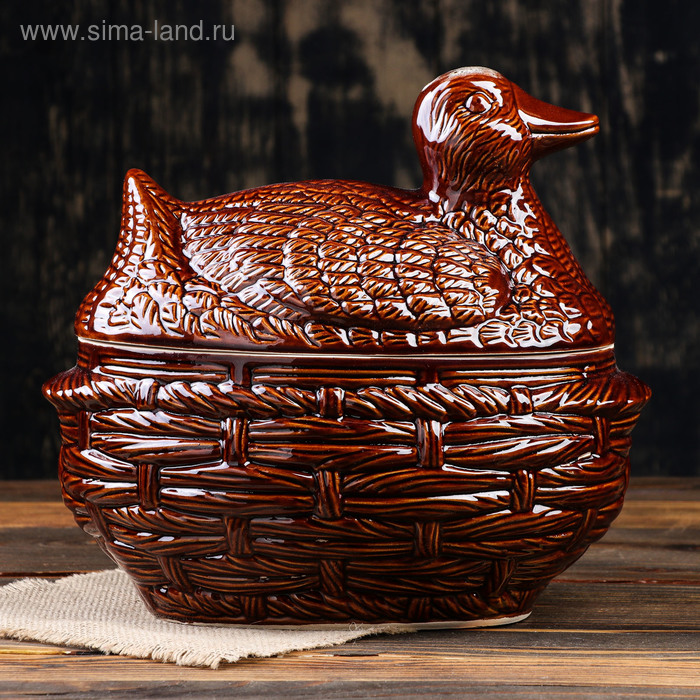 Горшок духовой "Утка", керамика, 3.1 л - Фото 1