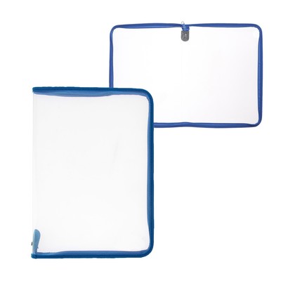 Папка пластиковая А4, 325 х 230 х 25 мм, молния вокруг, Calligrata "Офис", ПМ-А4-01, 0.5 мм, прозрачная, синяя