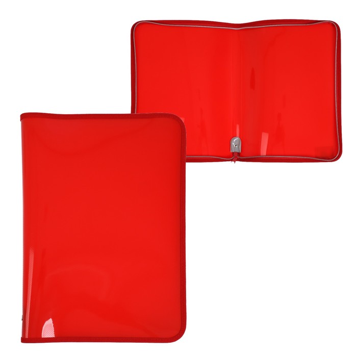 Папка пластиковая А4, 325×230×25 мм, молния вокруг, Calligrata «Офис», ПМ-А4-11, 0.5 мм, цветная, текстура «песок», красная - Фото 1