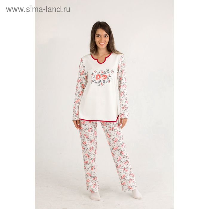 Пижама женская (джемпер, брюки) "Вероника", размер 48, цвет МИКС, футер - Фото 1