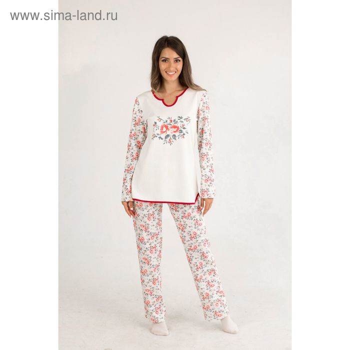 Пижама женская (джемпер, брюки) "Вероника", размер 50, цвет МИКС, футер - Фото 1